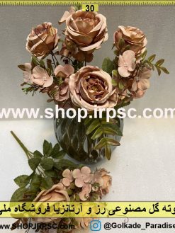 نمای بالای بوته گل مصنوعی رز و آرتانزیا کدIRPSC041
