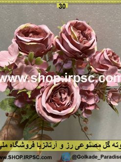 نمای کناری بوته گل مصنوعی رز و آرتانزیا کدIRPSC038