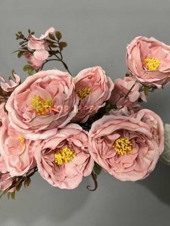 بوته گل مصنوعی پیونی و آرتانزیا 50 سانتی رنگ صورتی