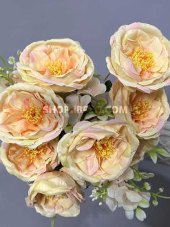 بوته گل مصنوعی پیونی و آرتانزیا 50 سانتی رنگ گلبهی