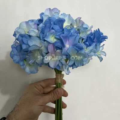 خرید دسته گل مصنوعی هورتانسیا آبی
