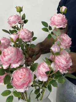 خرید شاخه گل مصنوعی نسترن صورتی کمرنگ