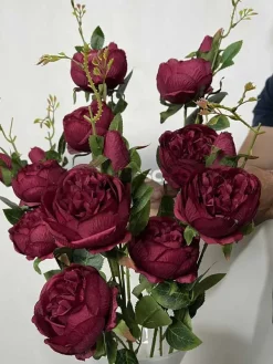 خرید شاخه گل مصنوعی پیونی زرشکی