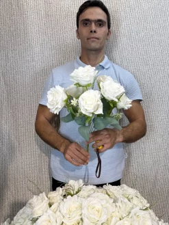 بوته گل رز سفید مصنوعی