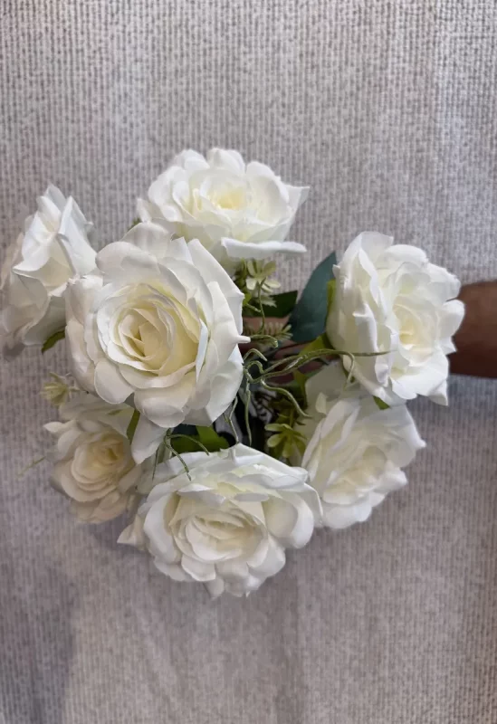 خرید بوته گل رز سفید مصنوعی