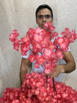 بوته گل مصنوعی شکوفه گیلاس سرخابی