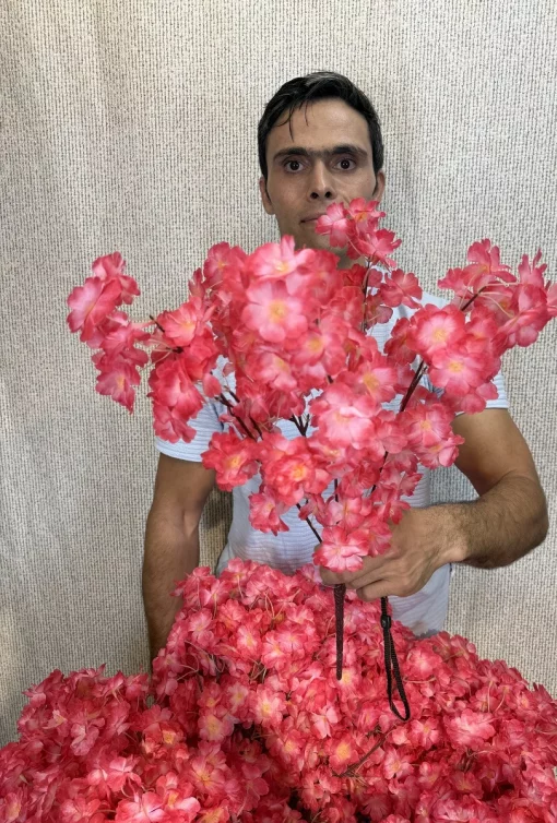 بوته گل مصنوعی شکوفه گیلاس سرخابی