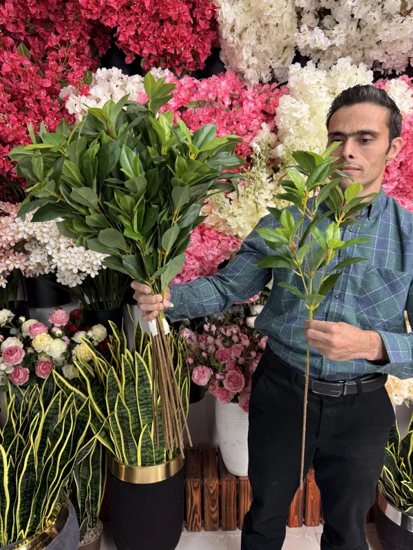 شاخه برگ بادومی مصنوعی ۸۰ سانتی