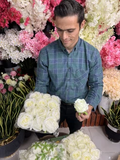 بسته ۱۲ عددی سرگل مصنوعی سفید