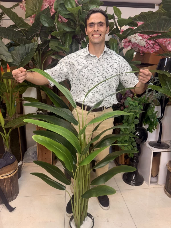 درختچه مصنوعی پرنده بهشتی بزرگ با ۲۰ برگ سبز برای دکوراسیون پذیرایی