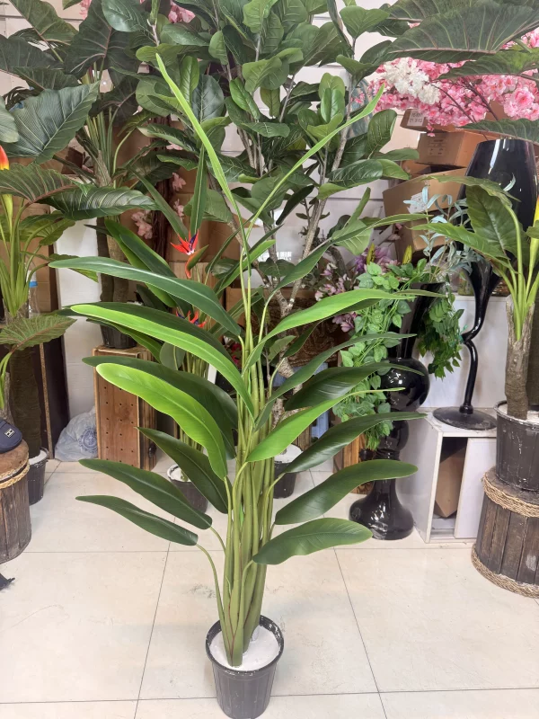 جزئیات برگ ضخیم و باکیفیت گیاه مصنوعی پرنده بهشتی با سیم فلزی