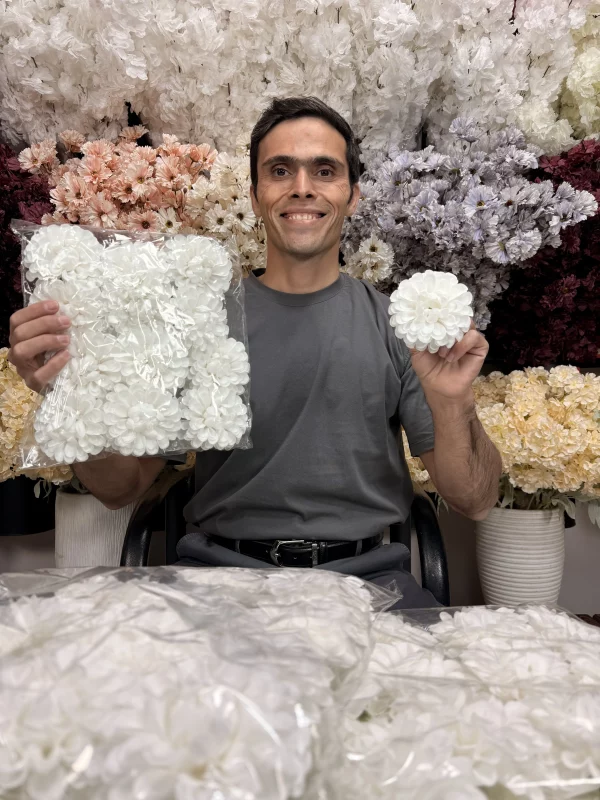 بسته کامل ۱۲ عددی سرگل کوکب مصنوعی سفید رنگ با قطر ۱۰ سانتیمتر.