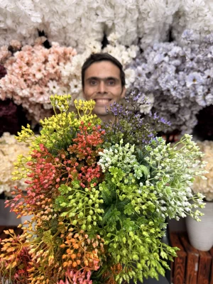 تمام رنگ‌های بوته پلاستیکی 30 سانتی در کنار هم - زرد، سفید، بنفش، سرخابی، نارنجی، سبز