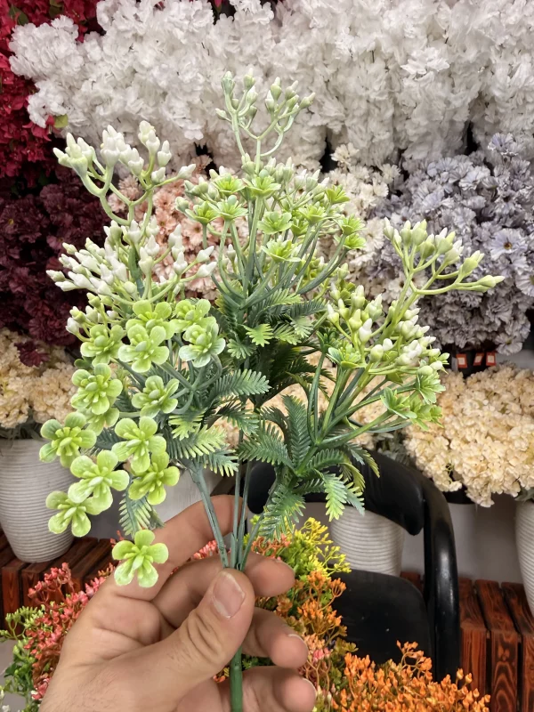 تمام رنگ‌های بوته پلاستیکی 30 سانتی در کنار هم - زرد، سفید، بنفش، سرخابی، نارنجی، سبز