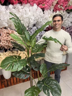 درختچه مصنوعی برگ انجیری بزرگ مدل برگ چرمی برای دکوراسیون پذیرایی