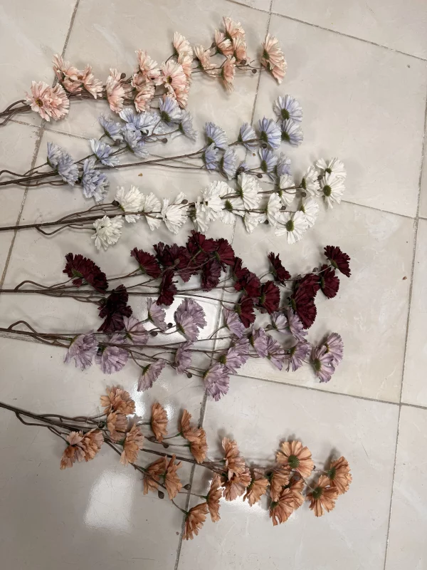 خرید عمده گل مصنوعی مینیاتور رنگ‌بندی جور ۶ عددی