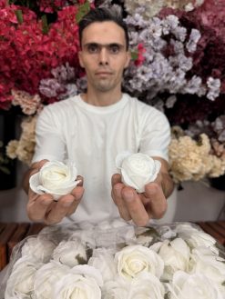 سرگل مصنوعی رز صابونی سفید و نباتی بسته 36 عددی