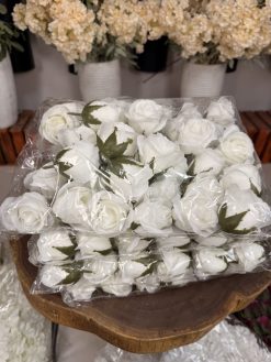 سرگل مصنوعی رز صابونی سفید و نباتی