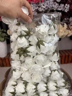سرگل مصنوعی رز صابونی سفید و نباتی