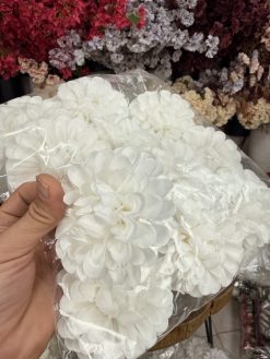 سرگل میخک و سوسن پارچه‌ای (رنگ سفید) – بسته ۱۲ عددی
